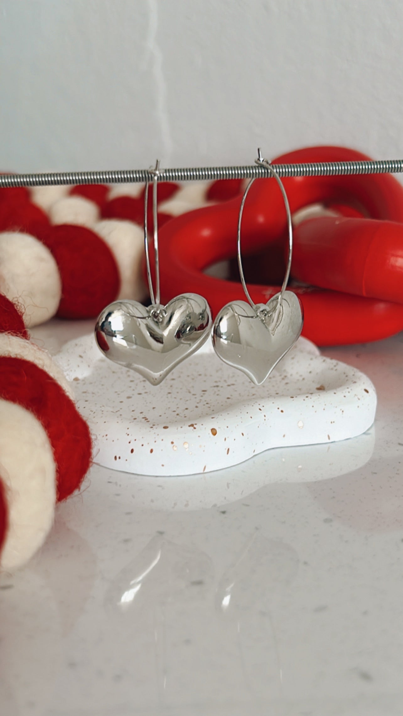 Amora- Heart Shaped Earrings-Silver