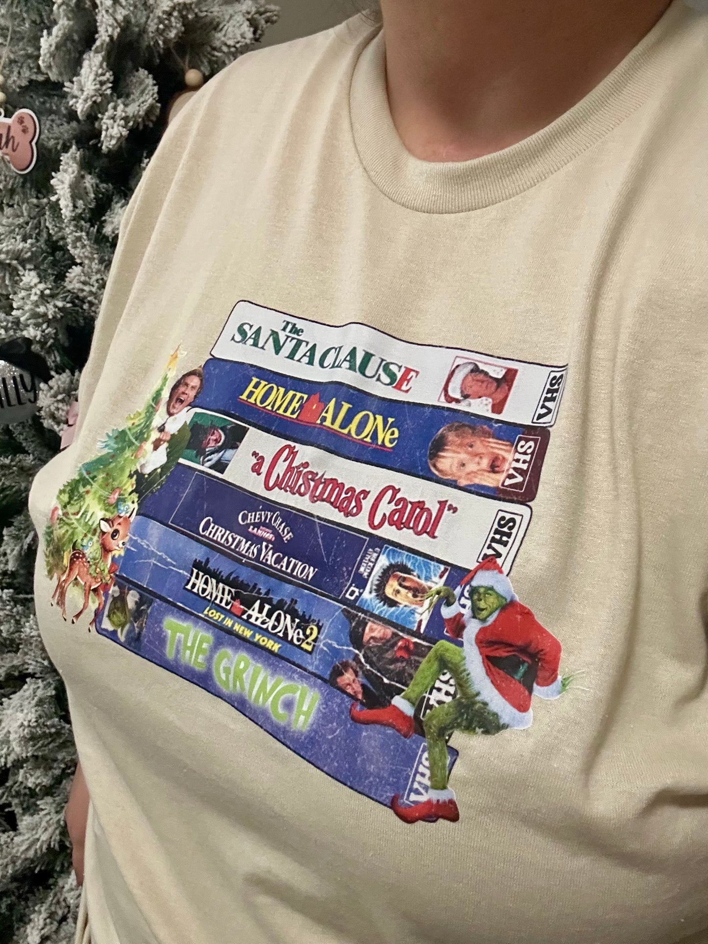 Vintage Christmas Tape Movies- Tee
