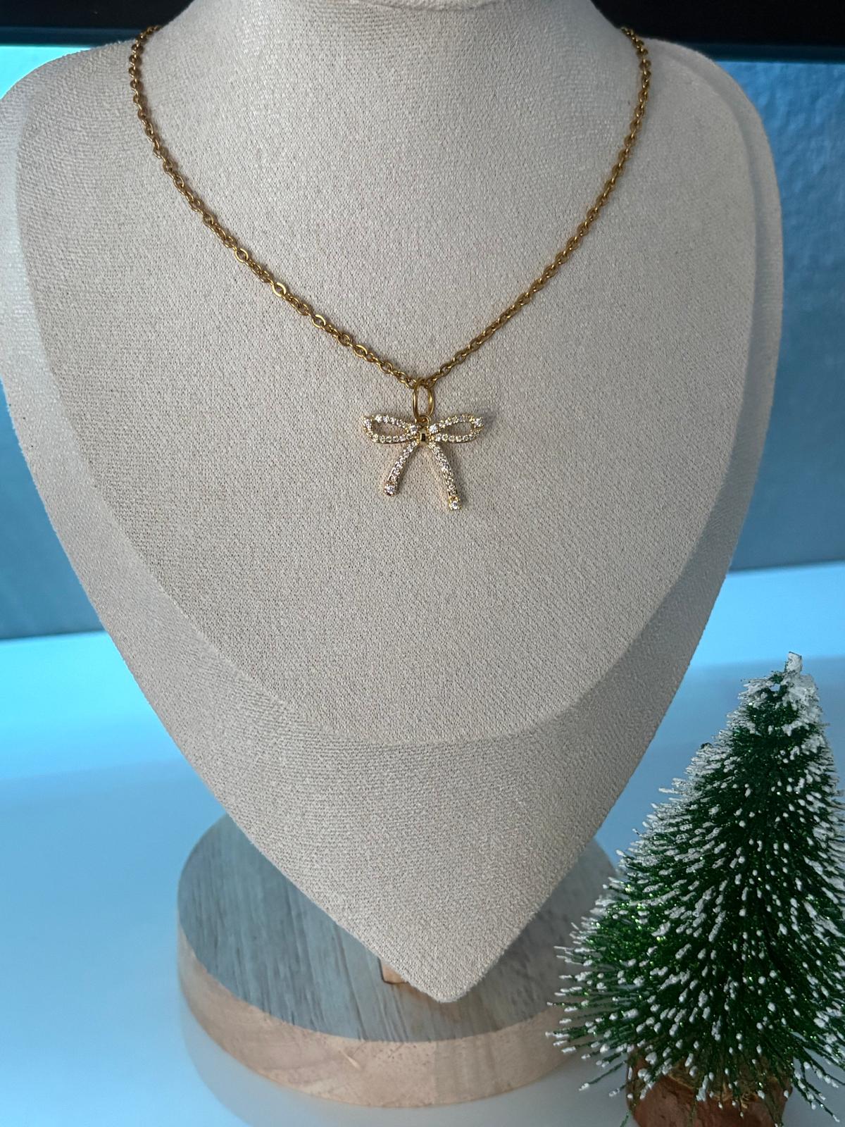 Christmas Bow Necklace