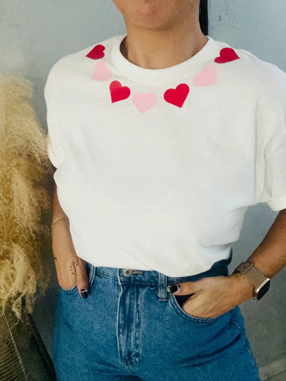 Light Pink & Red Hearts-Tee