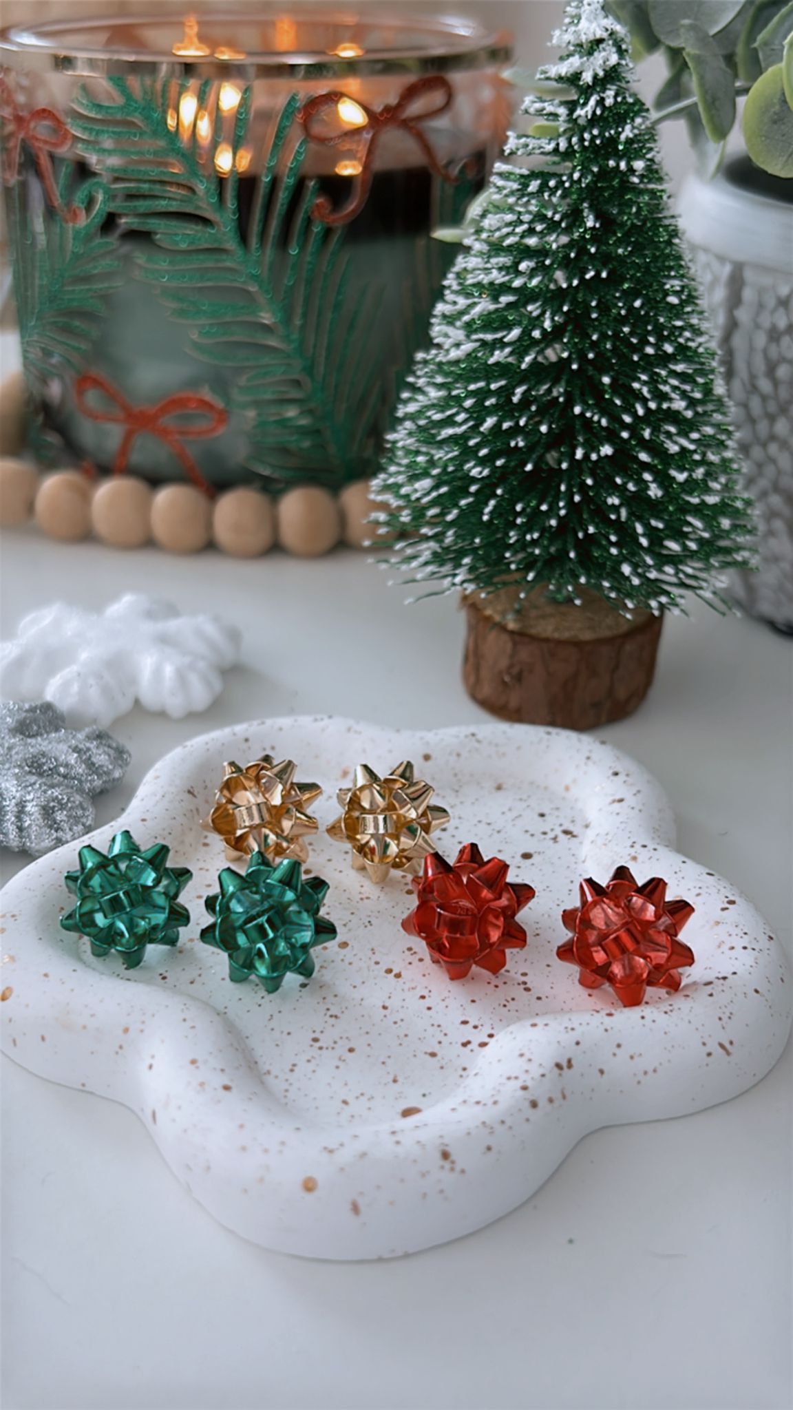 Christmas Ribbon Bow Earrings