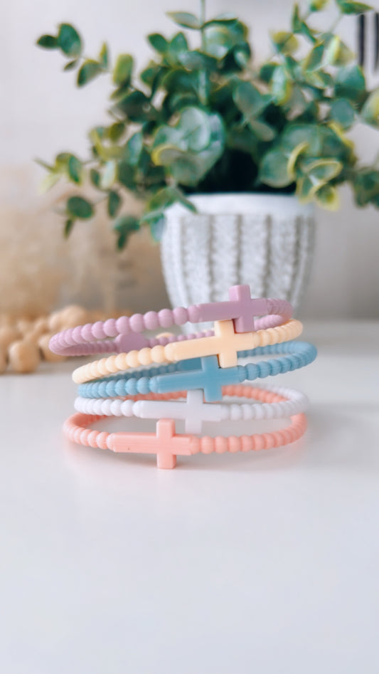 Rubber Cross Pastel Colors Bracelet