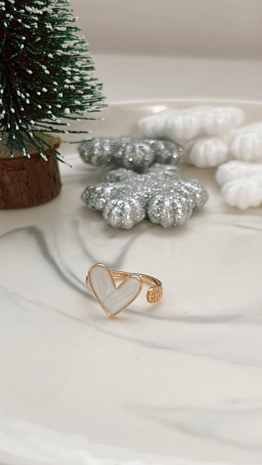 White Adjustable Heart Shape Ring