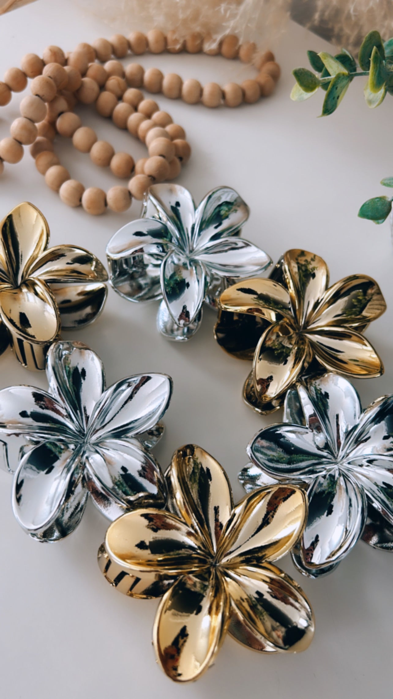 Flower Gold and Silver Metallic Hair Clip