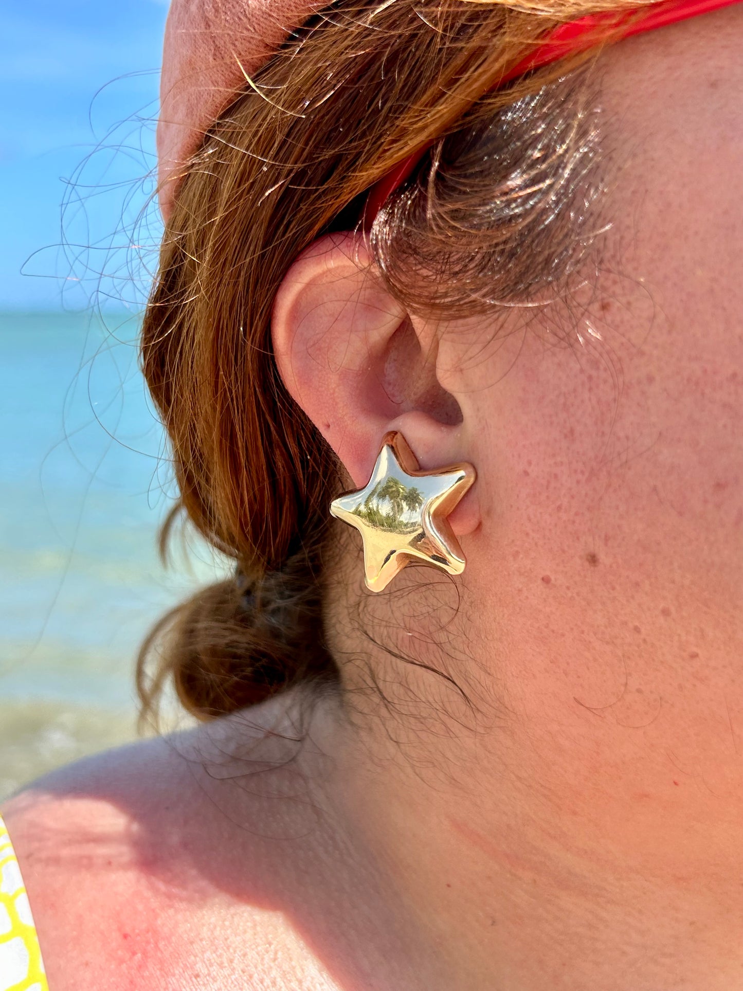 Gold Clip-On Stars Earrings