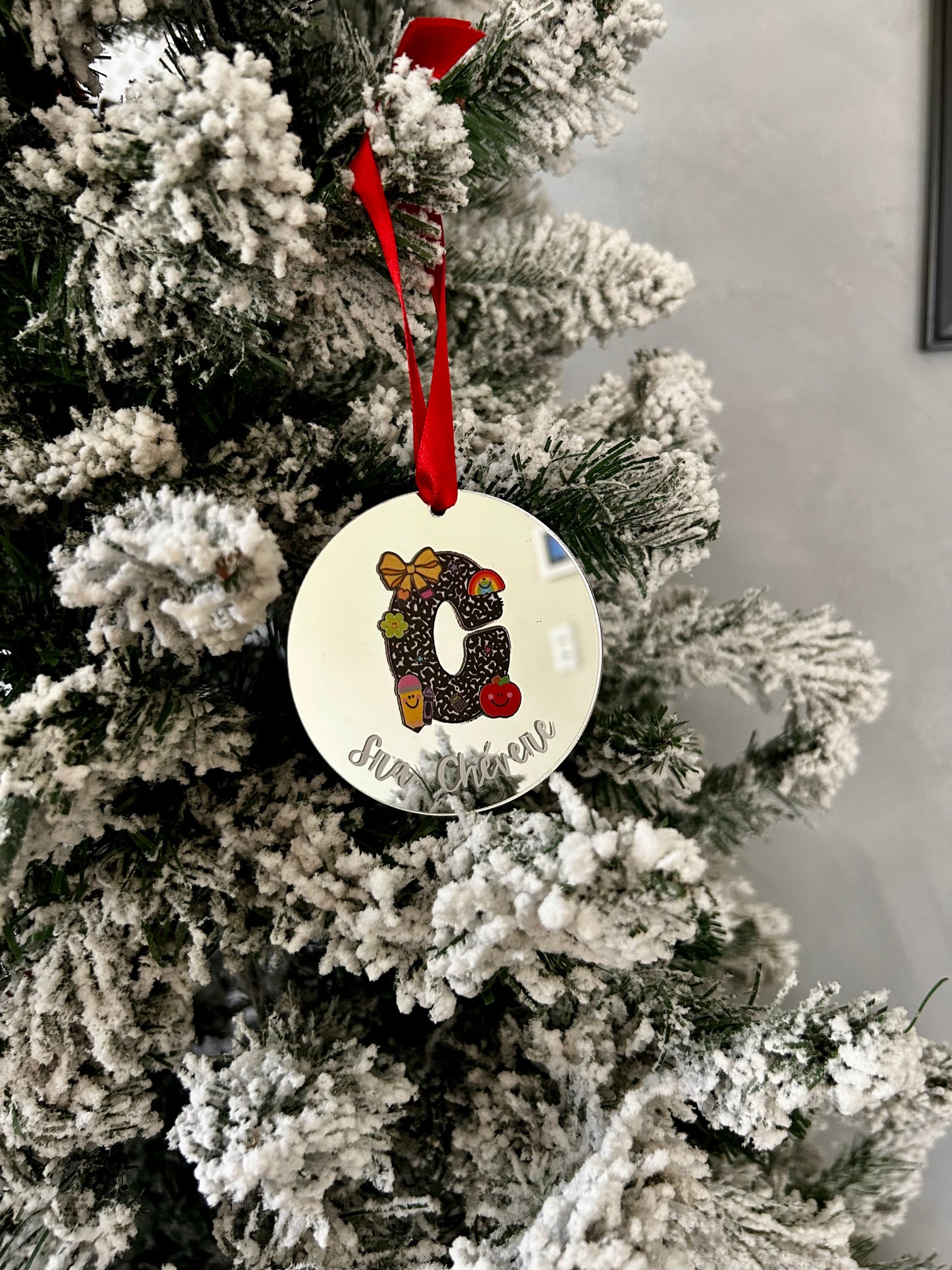 Teacher Initial Christmas Ornament