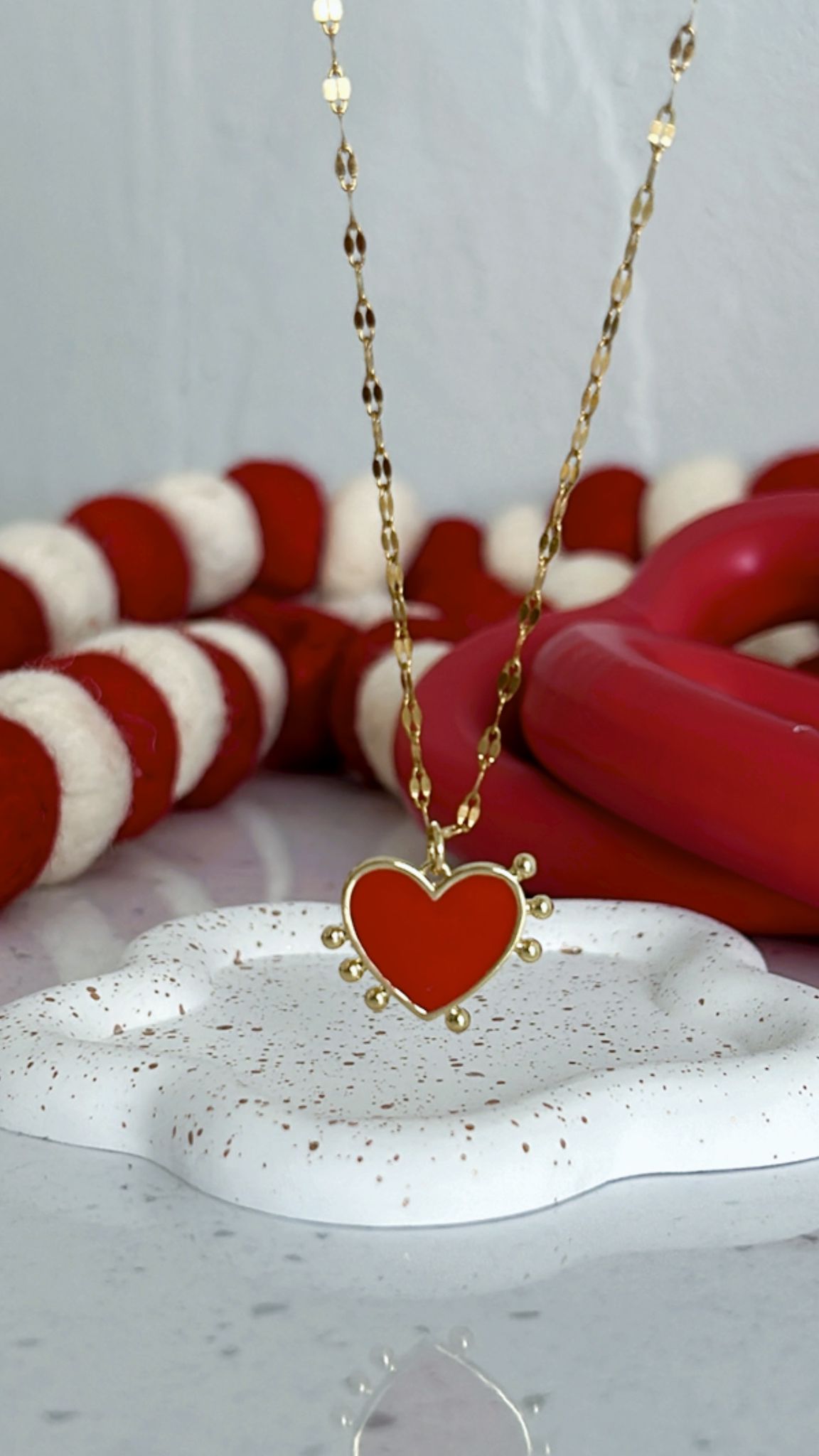 Lilli Red Heart Shaped Gold Necklace