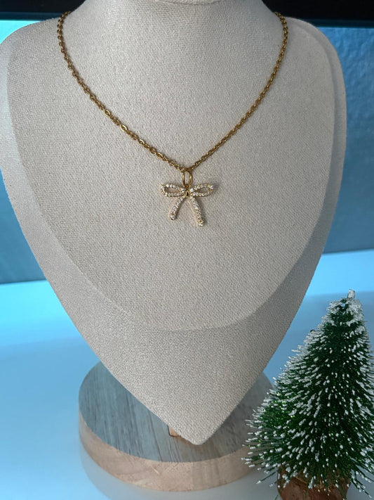 Christmas Bow Necklace