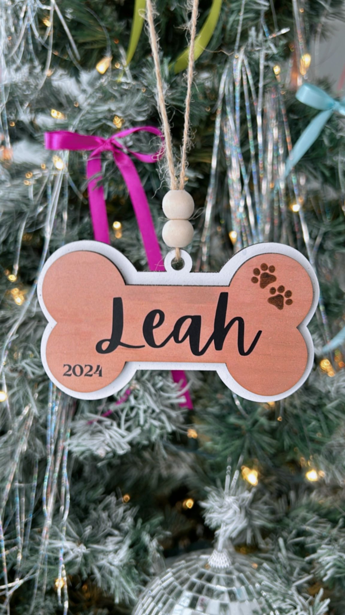 Personalized Pet Bone Christmas Tree Ornament