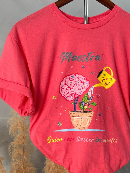 Peach "Maestra" Teacher- Tee